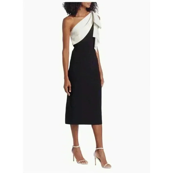 NWT Sachin & Babi One-Shoulder Shane stretch crepe asymmetric dress gown 4/6 - Picture 2 of 13